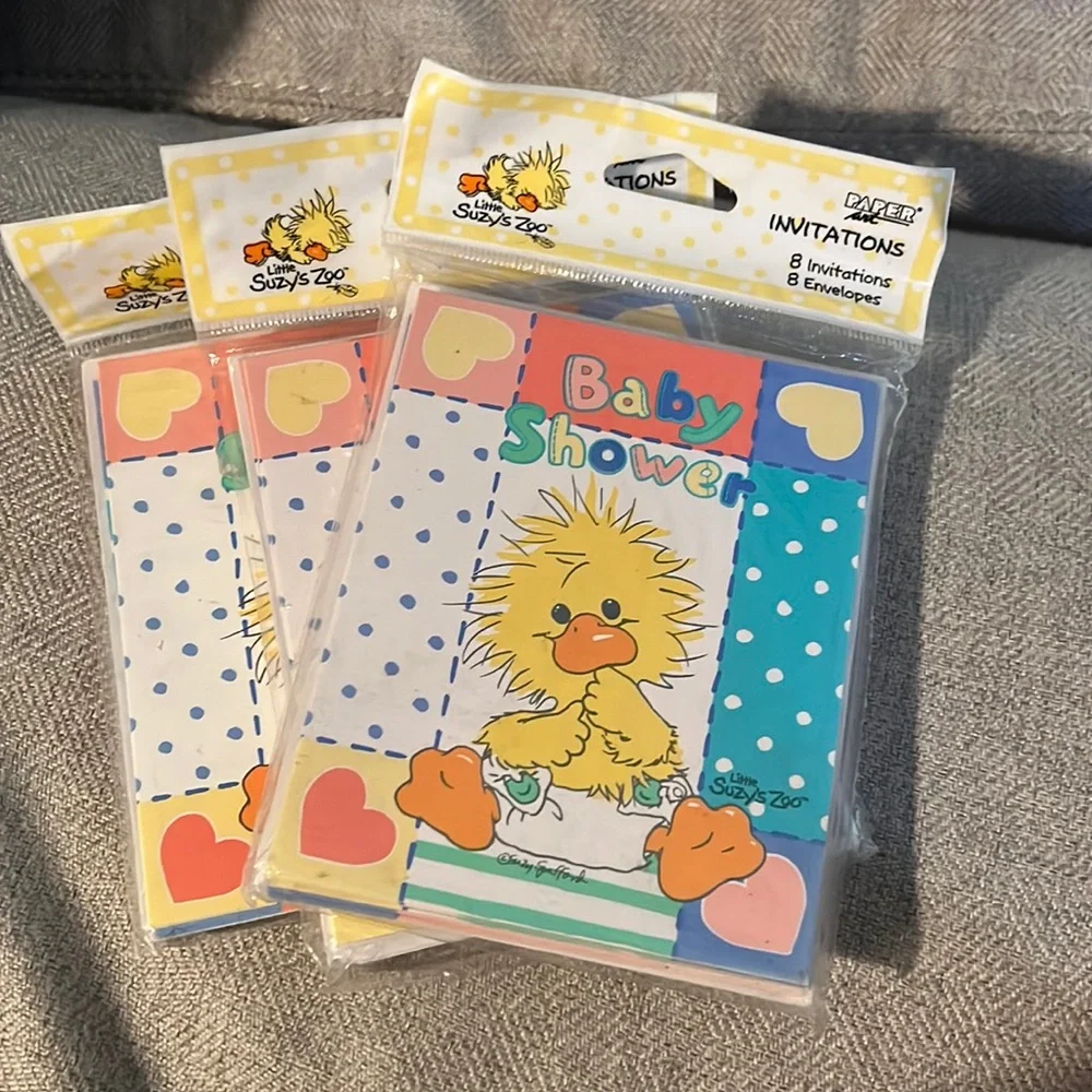 Vintage Suzy Zoo Baby Shower Invites - Picture 1 of 3